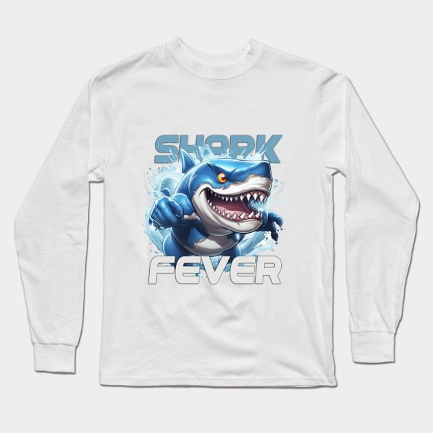 Shark Fever Splash Tee Long Sleeve T-Shirt by cusptees